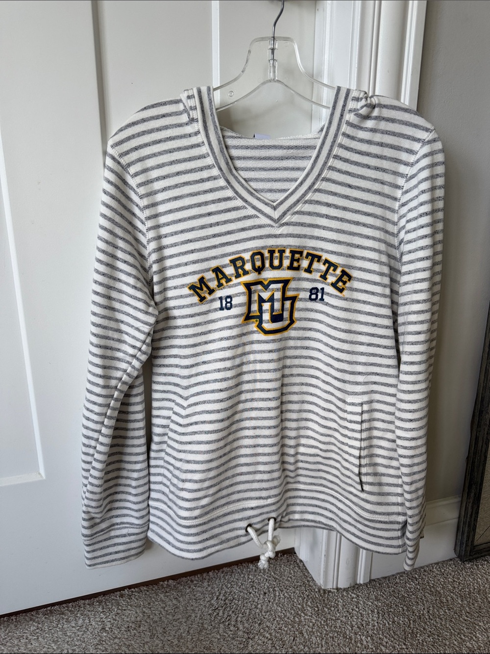 Marquette Striped V-Neck Pullover Sweatshirt